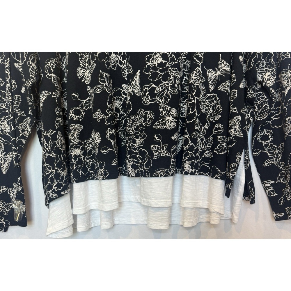 J Jill Floral‎ Casual Top Size 4X Layered Butterfly Stretch Comfort Relax Travel - Picture 9 of 12